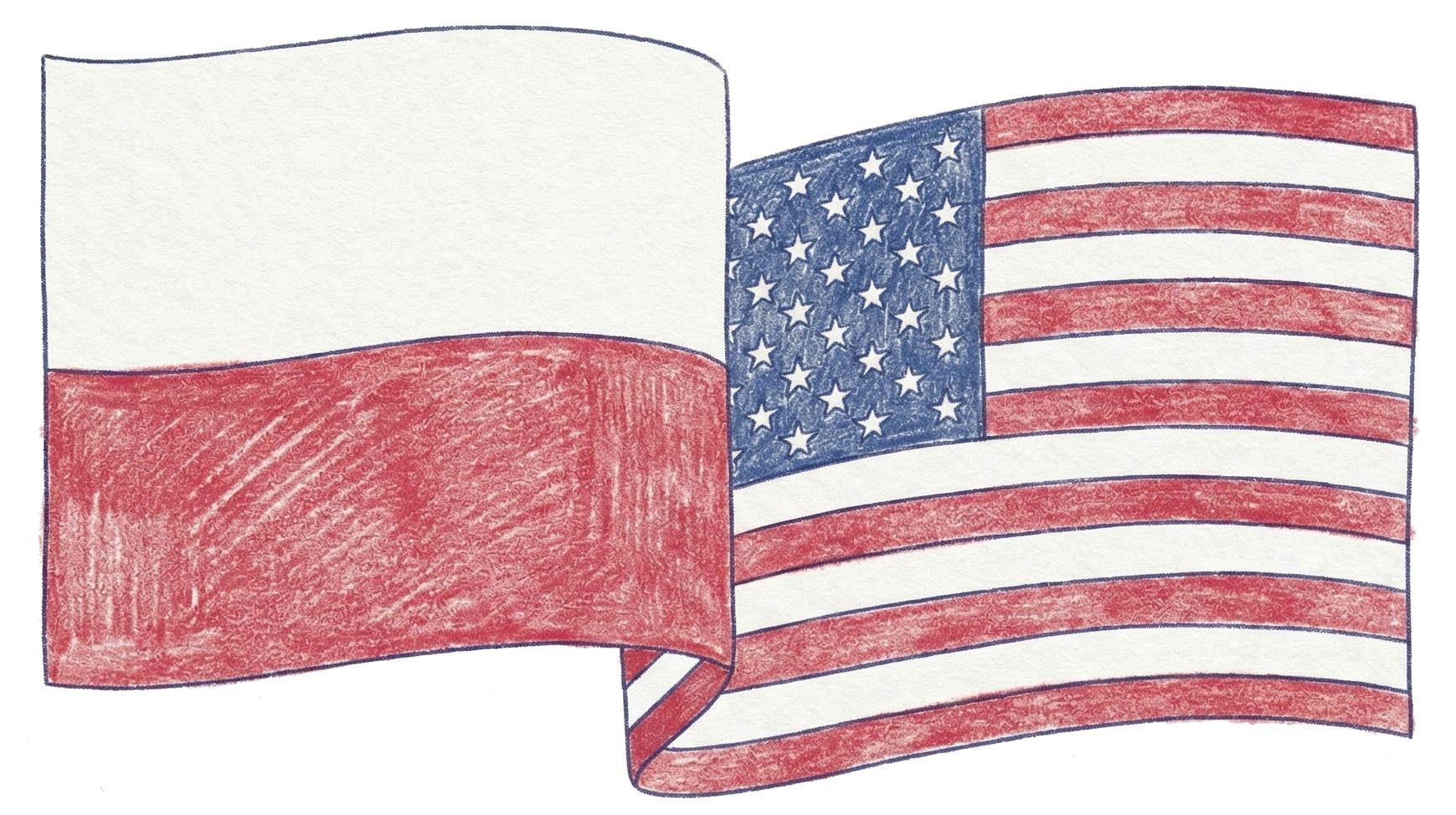 Polish and American flags